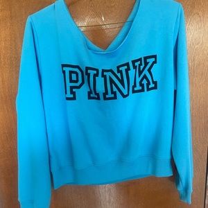 Victoria’s SecretPINK blue off the shoulder sweatshirt. Size L.